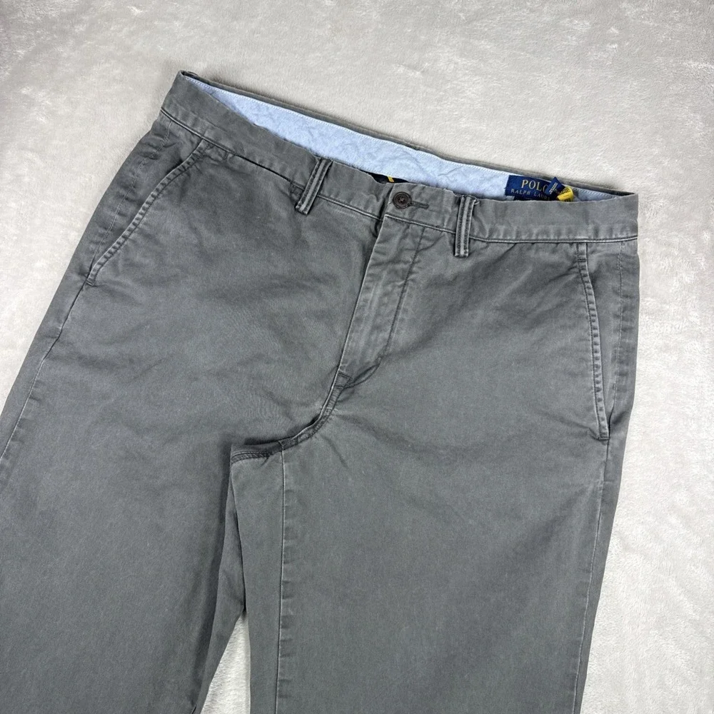 Polo Ralph Lauren Stretch Straight Fit Chino Pants Cotton Twill Gray Mens 34X32